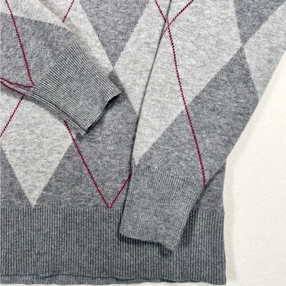 TAHARI Women’s Argyle Academia Grey/Pink‎ Crewneck Sweater Size Extra Small - Picture 4 of 13